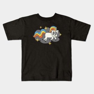 Unicorn Skull Badge Funky Rainbow Kids T-Shirt